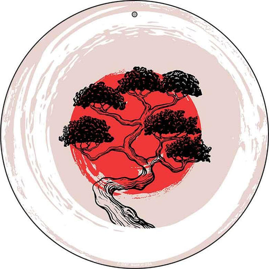 Bonsai & Rising Sun Novelty Metal Circular Sign