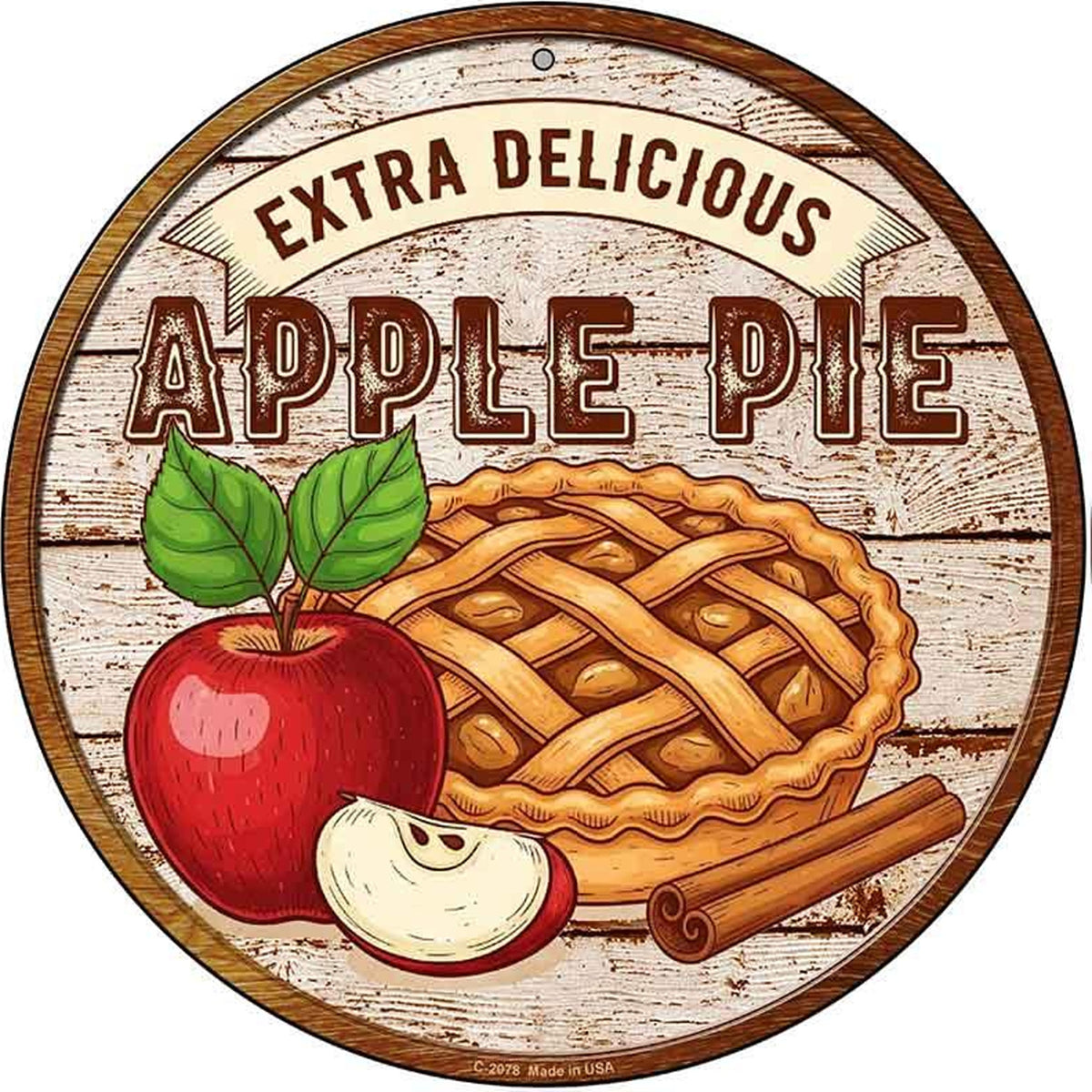 Apple Pie Novelty Metal Circular Sign