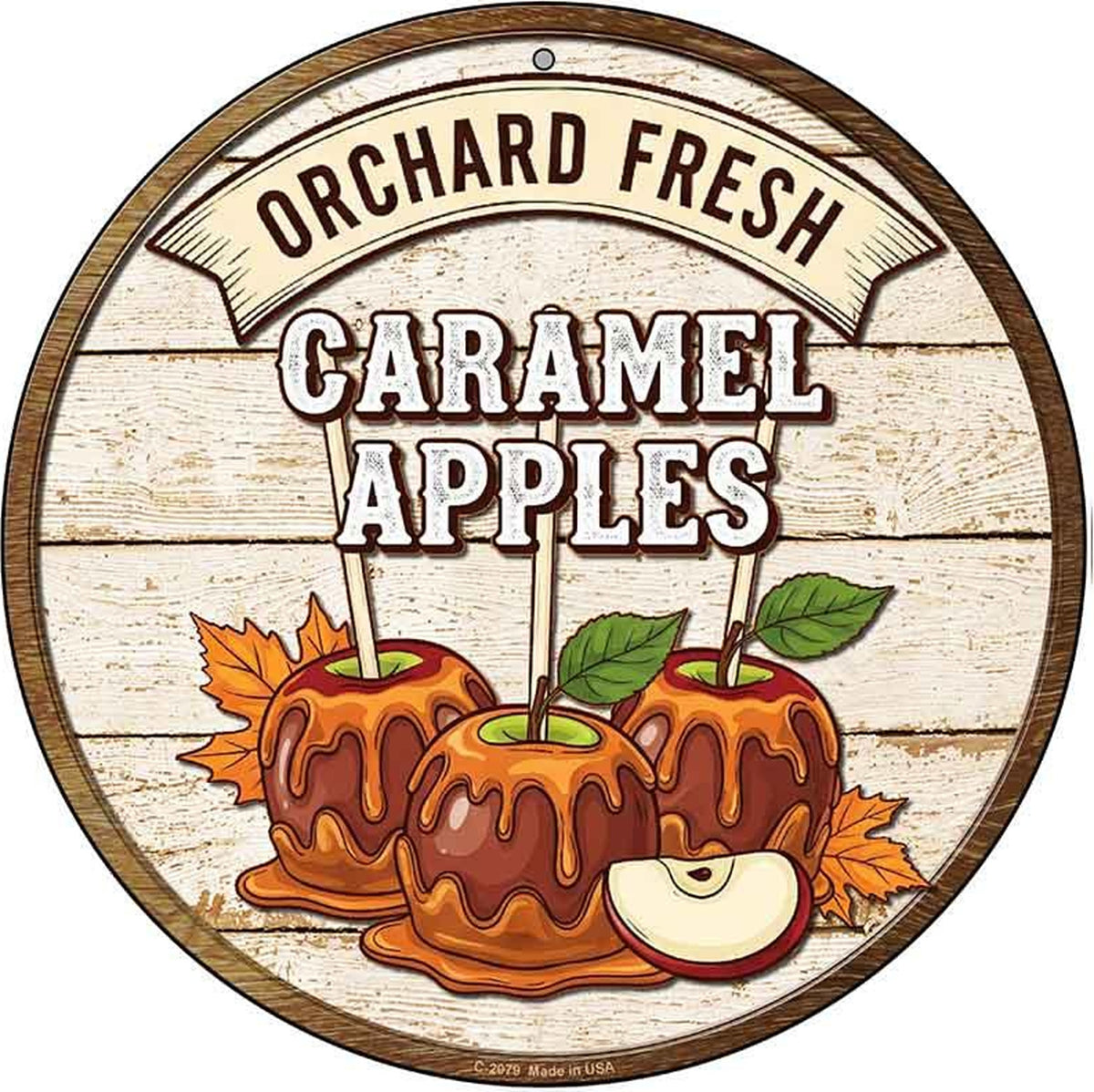 Caramel Apples Novelty Metal Circular Sign
