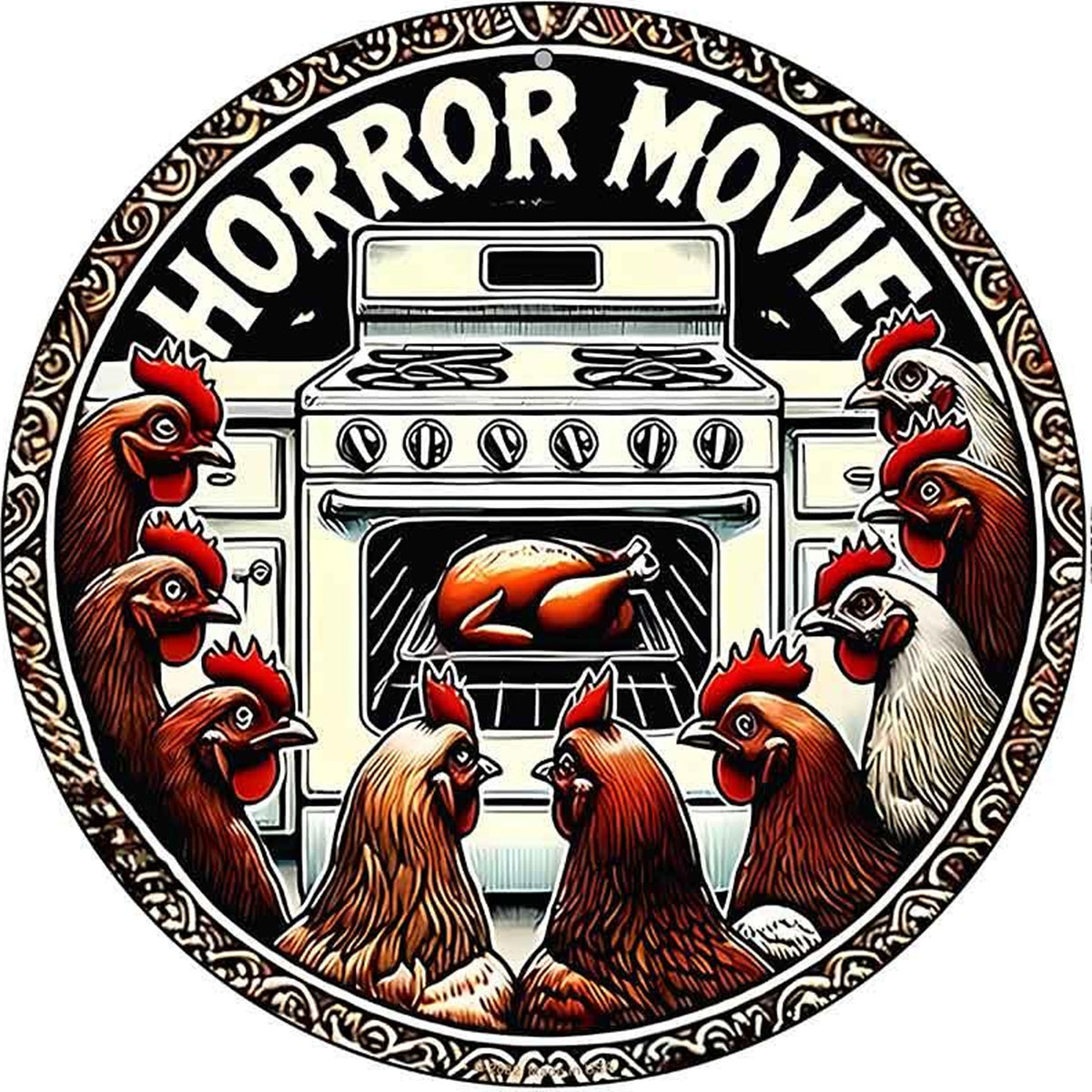 Horror Movie Novelty Metal Circular Sign