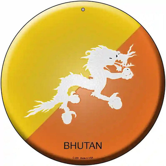 Bhutan Country Novelty Metal Circular Sign