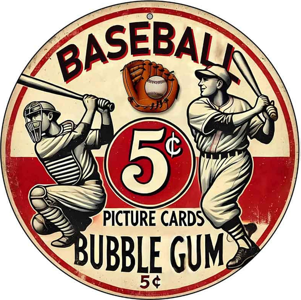 Baseball Novelty Metal Circular Sign