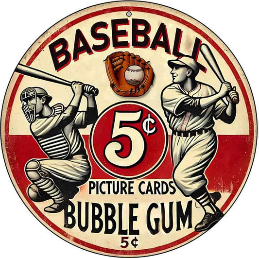 Baseball Novelty Metal Circular Sign