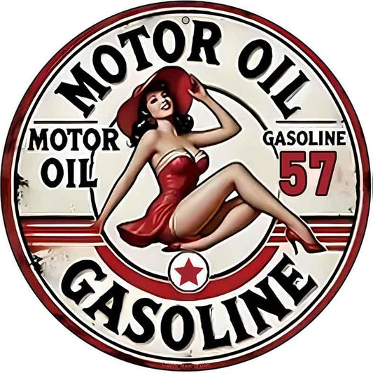 Motor Oil Gasoline Novelty Metal Circular Sign