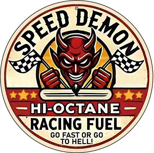 Speed Demon Novelty Metal Circular Sign
