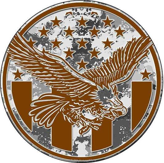 Eagle with American Flag Novelty Metal Circular Sign