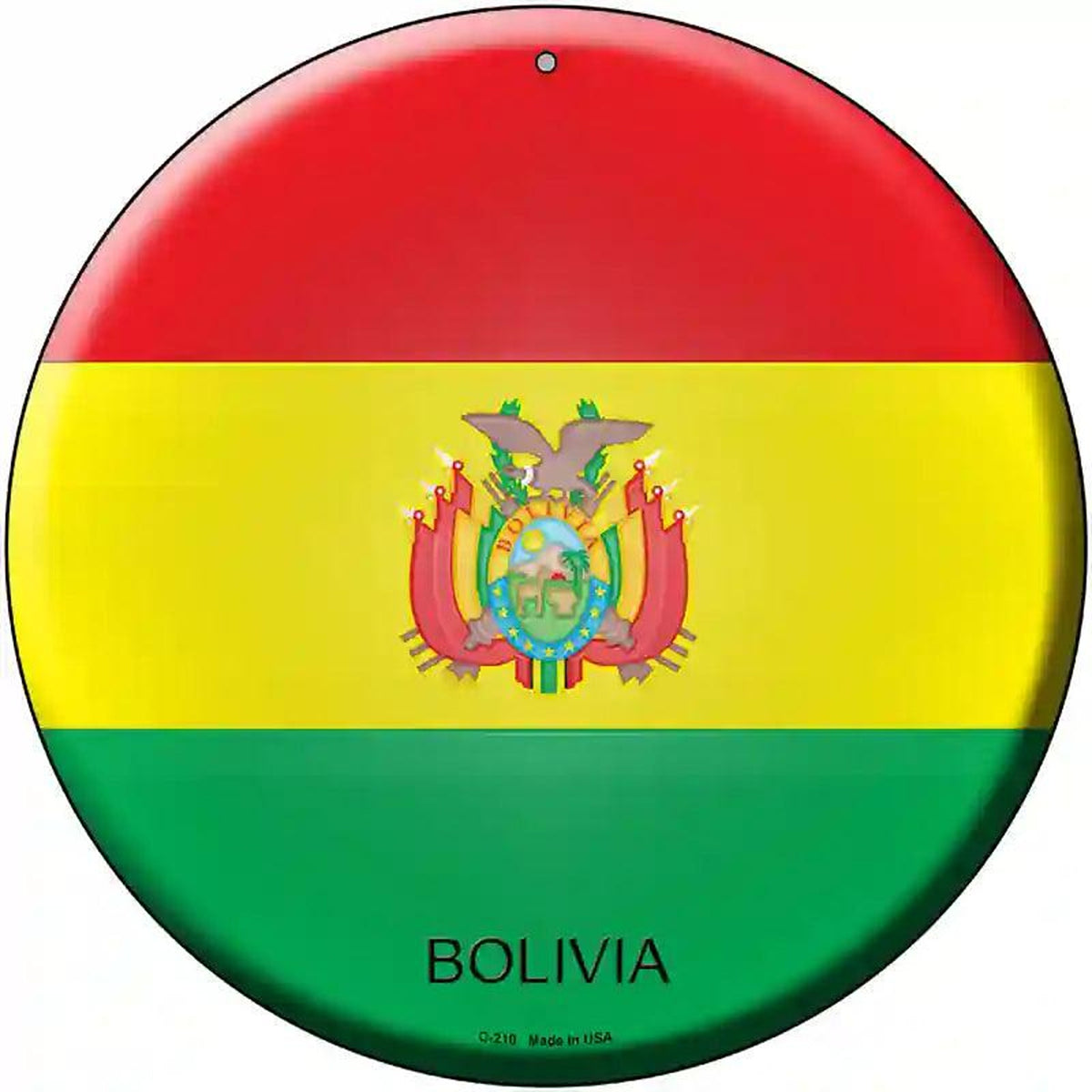 Bolivia Country Novelty Metal Circular Sign
