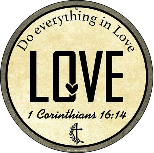 Love Bible Verse Novelty Metal Circular Sign