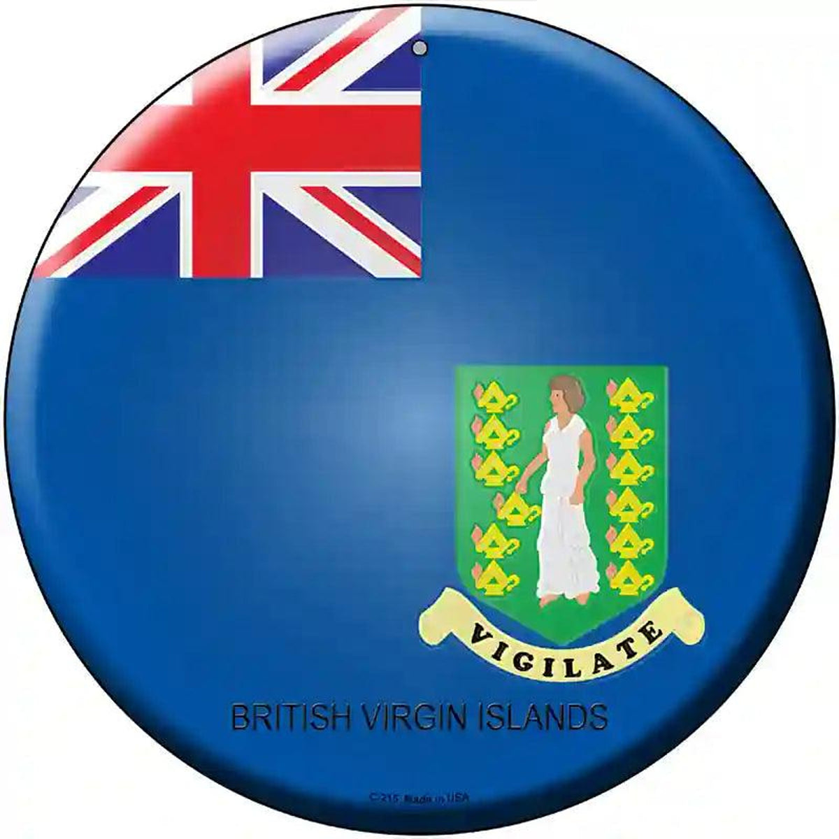 British Virgin Islands Country Novelty Metal Circular Sign