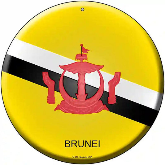 Brunei Country Novelty Metal Circular Sign
