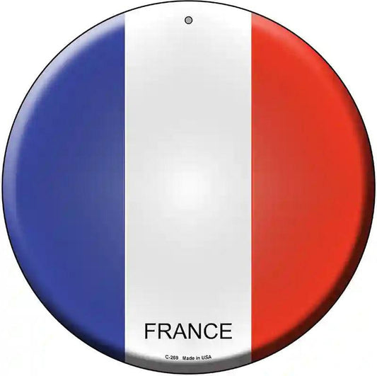 France Country Novelty Metal Circular Sign