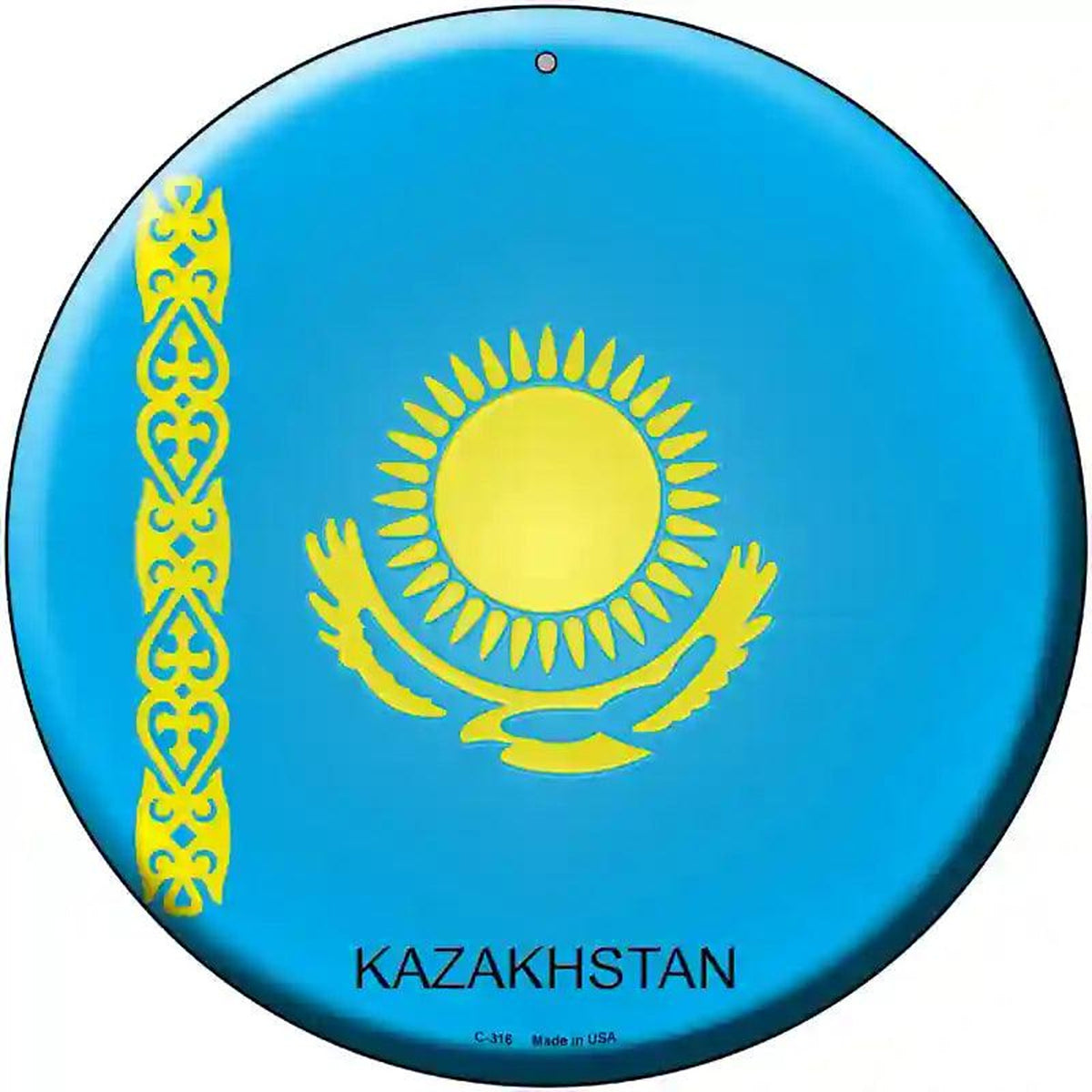 Kazakhstan Country Novelty Metal Circular Sign