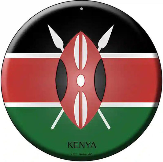 Kenya Country Novelty Metal Circular Sign