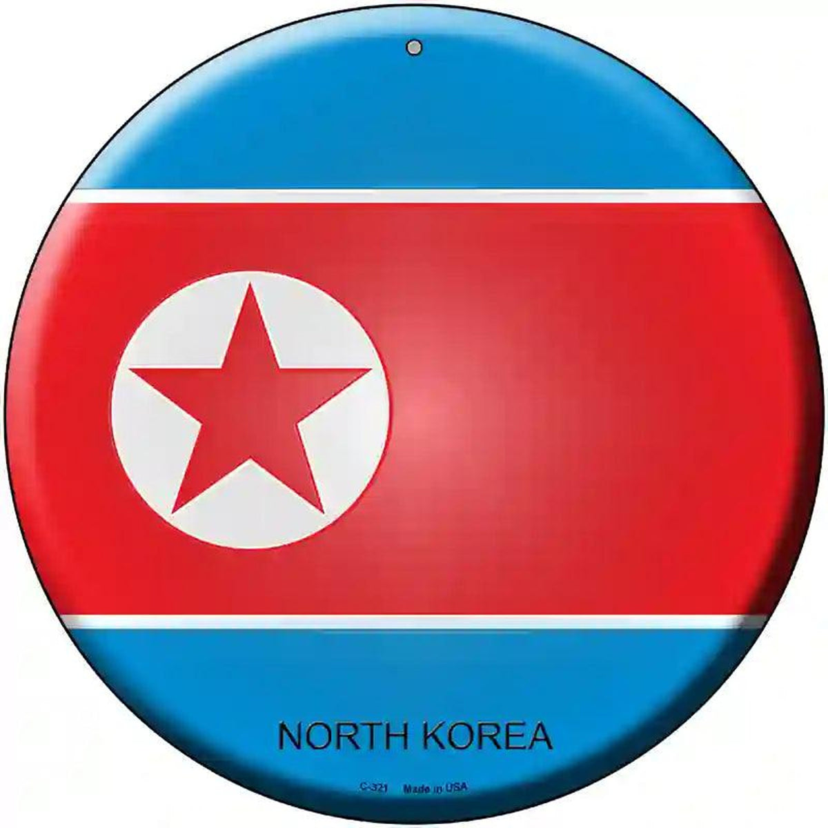 North Korea Country Novelty Metal Circular Sign