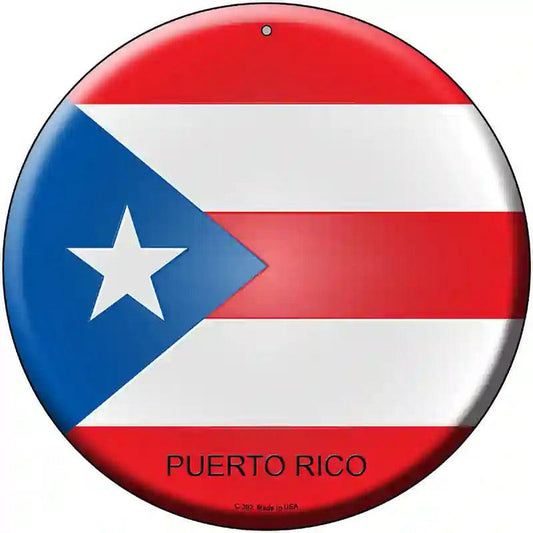 Puerto Rico Country Novelty Metal Circular Sign