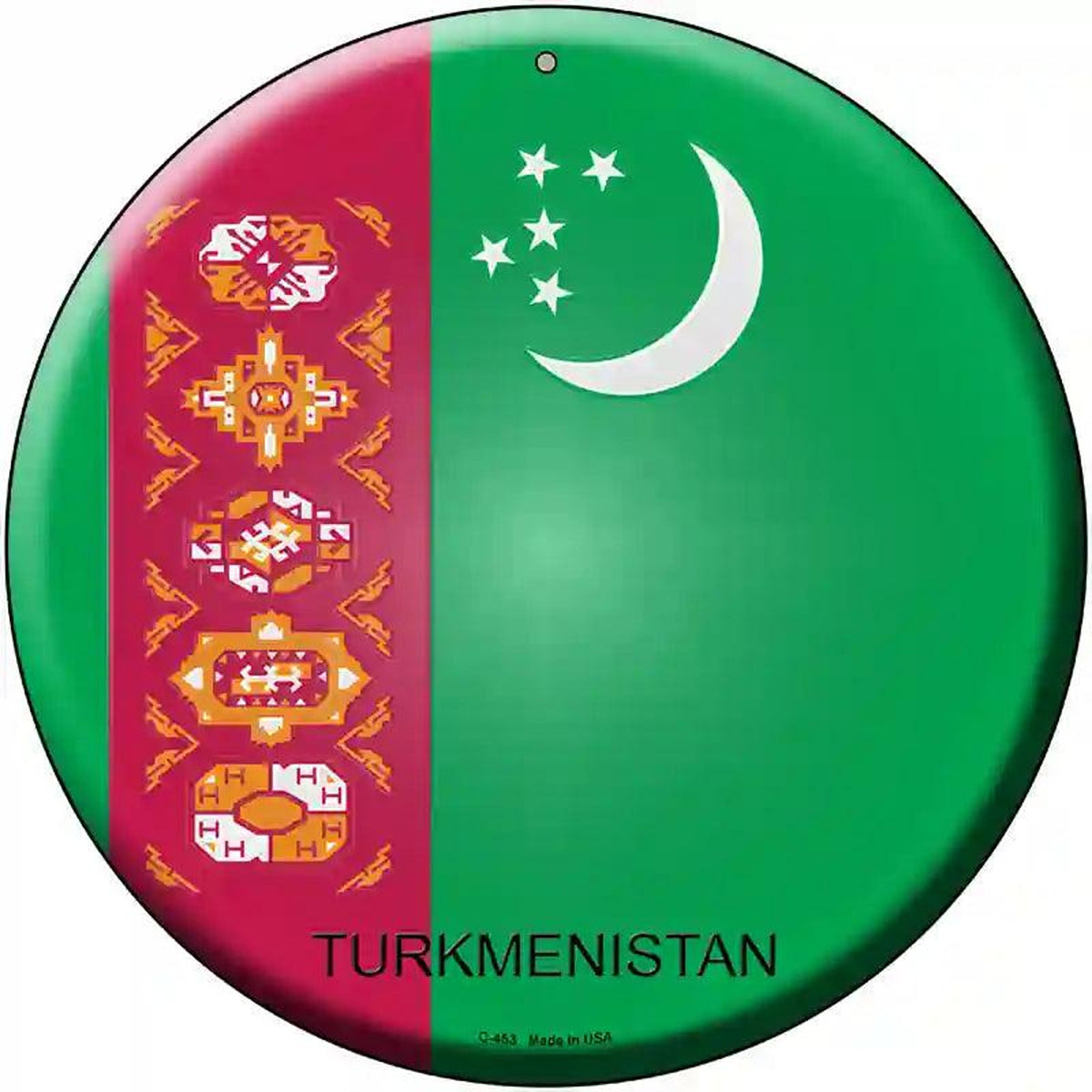 Turkmenistan Country Novelty Metal Circular Sign