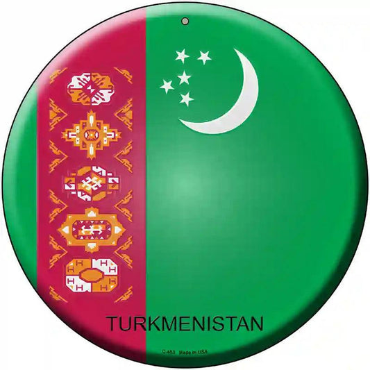 Turkmenistan Country Novelty Metal Circular Sign