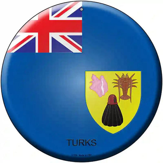 Turks Country Novelty Metal Circular Sign