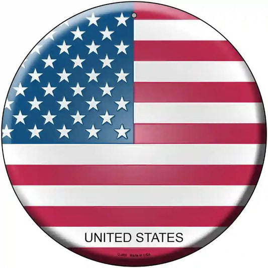 United States Country Novelty Metal Circular Sign