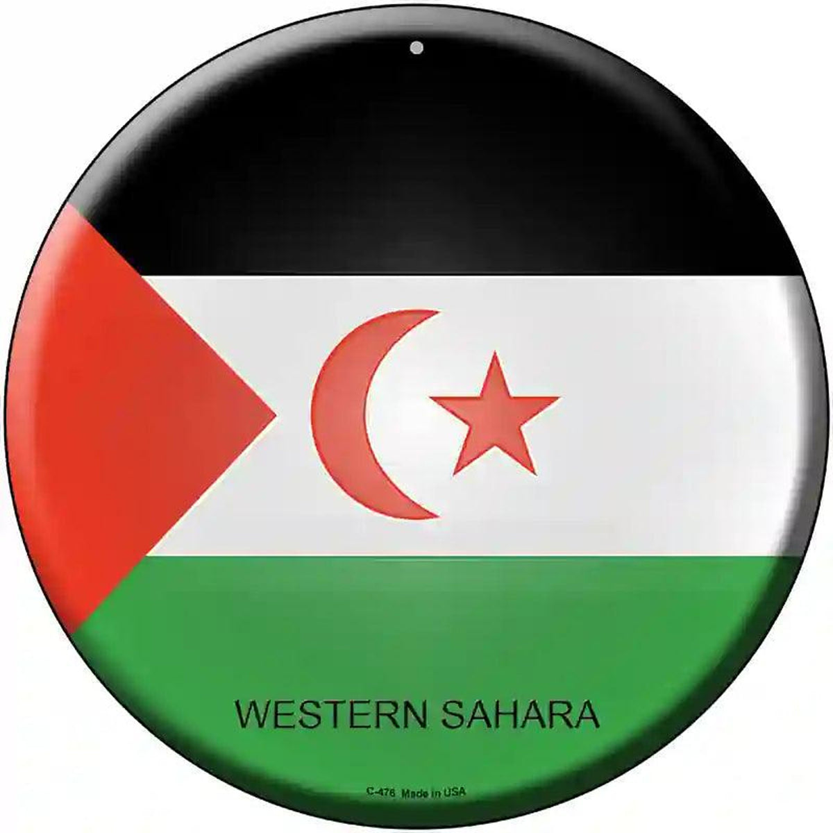 Western Sahara Country Novelty Metal Circular Sign