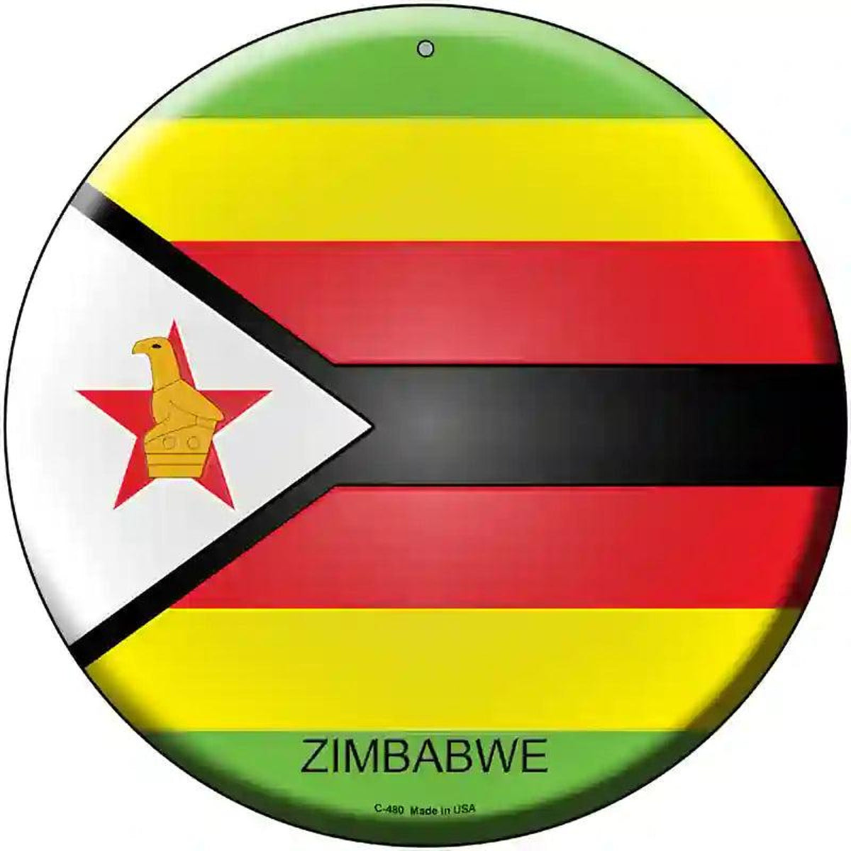 Zimbabwe Country Novelty Metal Circular Sign