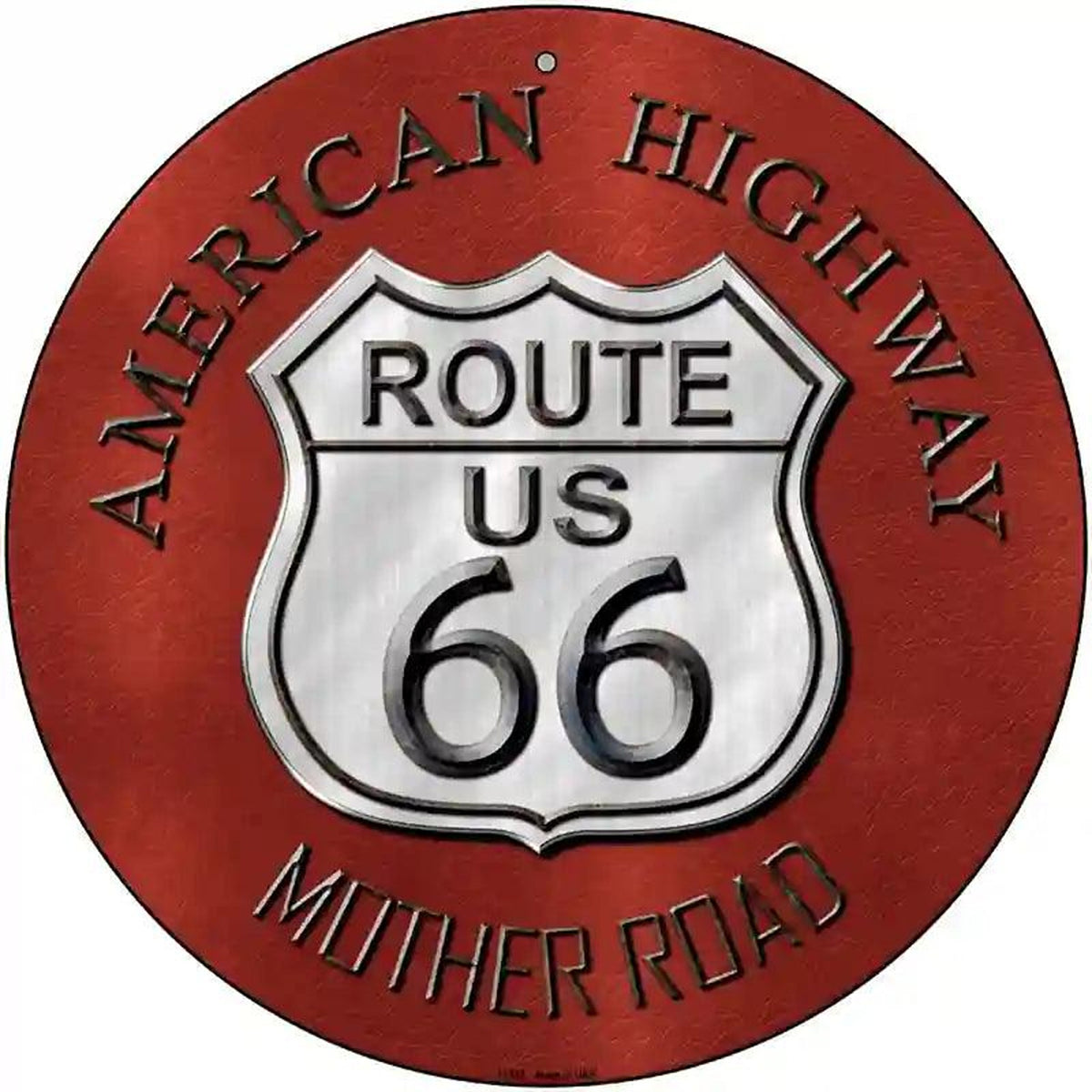Route 66 American Highway Novelty Metal Circular Sign