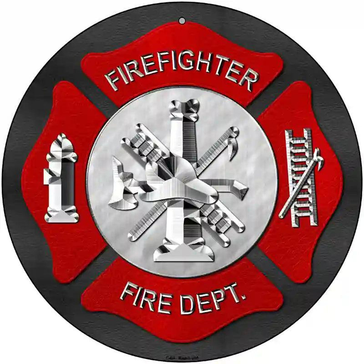 Firefighter Novelty Metal Circular Sign