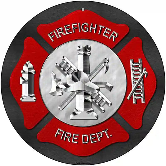 Firefighter Novelty Metal Circular Sign