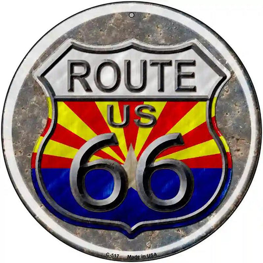 Arizona Route 66 Novelty Metal Circular Sign