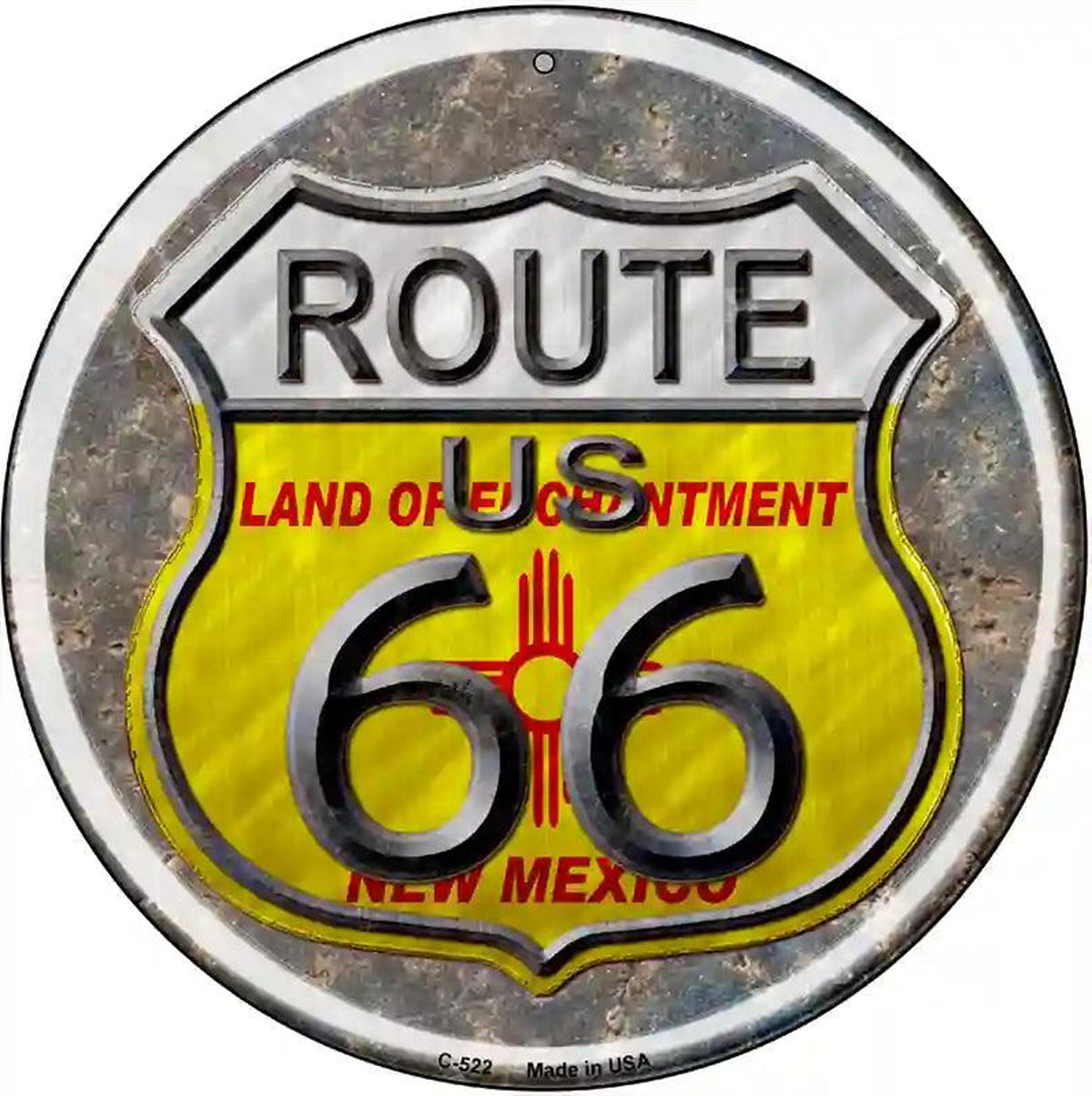 New Mexico Route 66 Novelty Metal Circular Sign