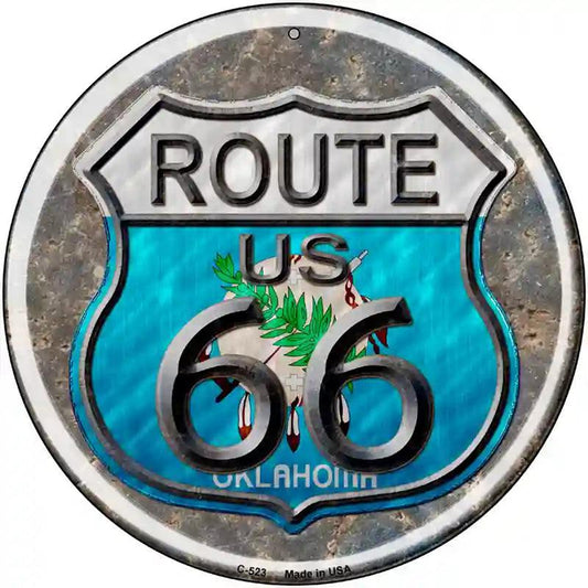 Oklahoma Route 66 Novelty Metal Circular Sign