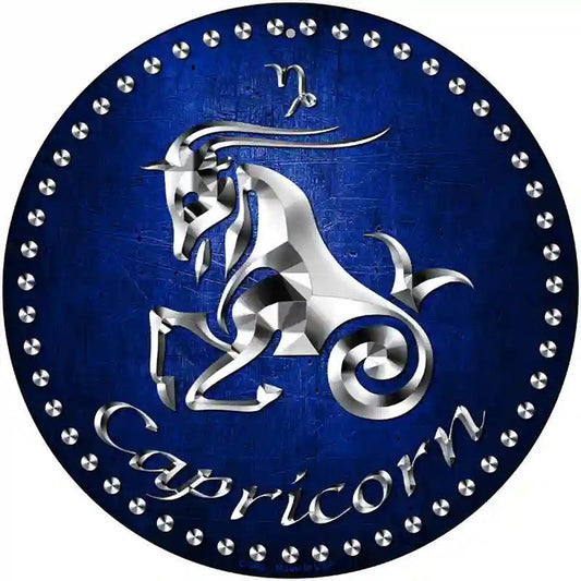 Capricorn Novelty Metal Circular Sign
