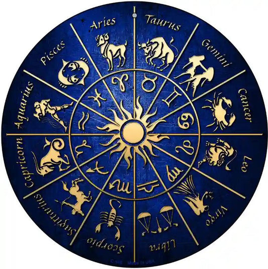Zodiac Signs Novelty Metal Circular Sign