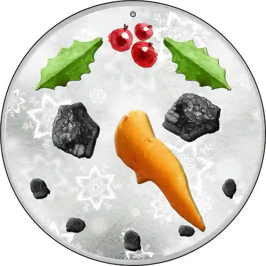 Snowman Face Novelty Metal Circular Sign