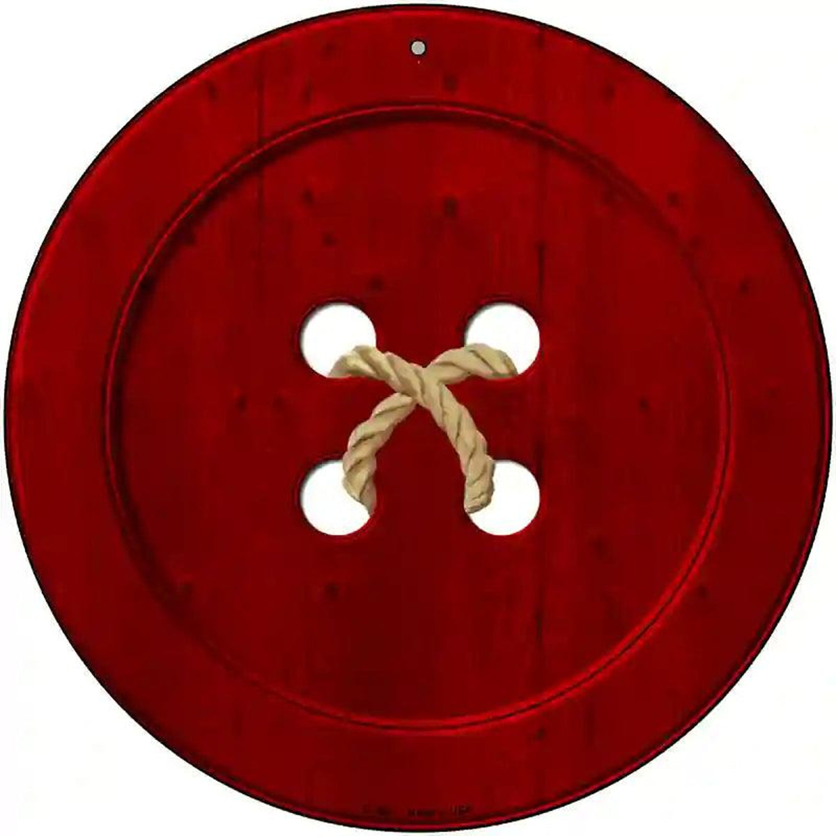 Red Button Novelty Metal Circular Sign