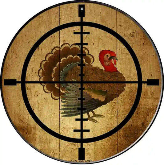 Turkey Hunter Novelty Metal Circular Sign