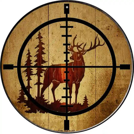 Elk Hunter Novelty Metal Circular Sign