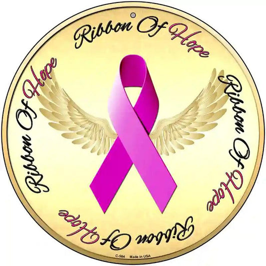 Ribbon Of Hope Novelty Metal Circular Sign