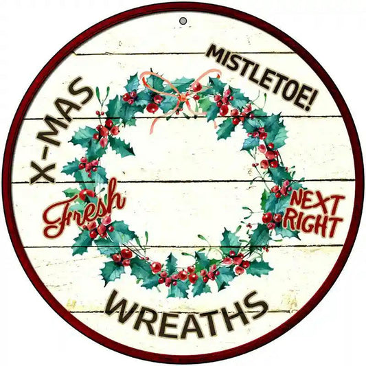 Wreaths Novelty Metal Circular Sign