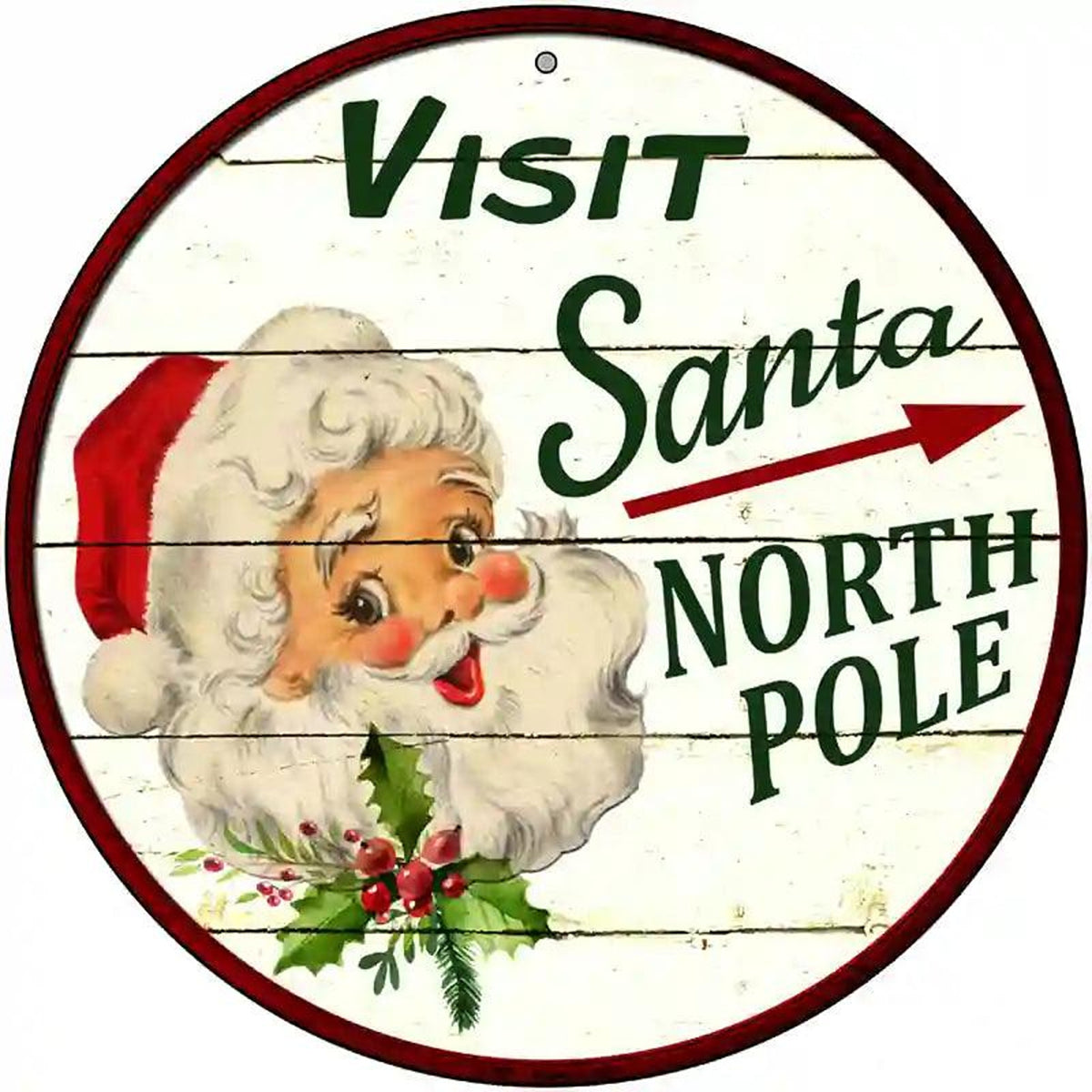 Visit Santa Novelty Metal Circular Sign