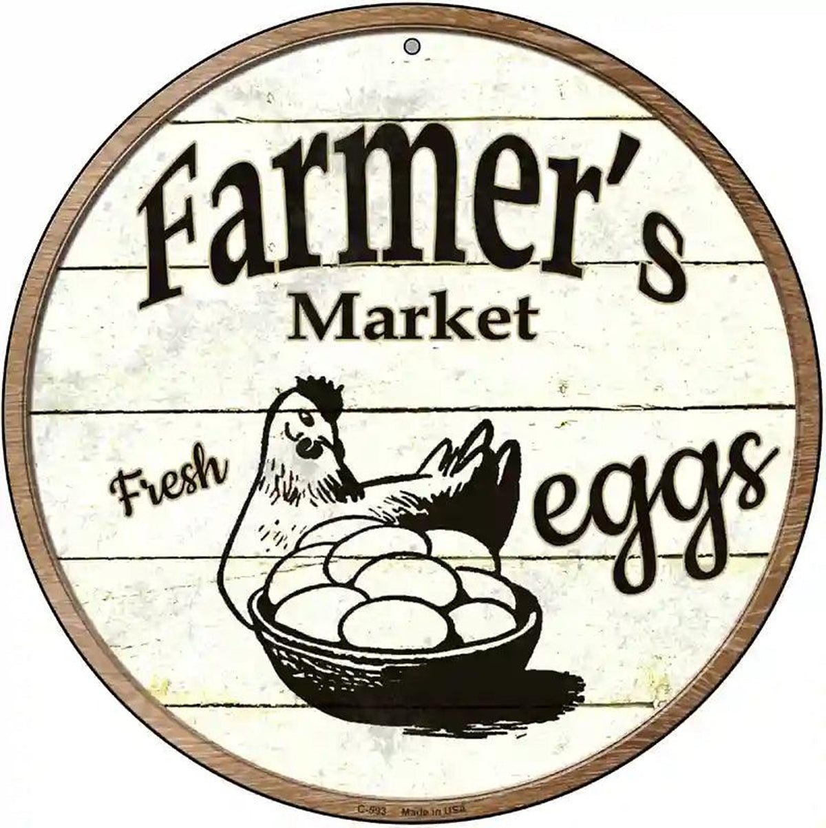 Farmers Market Eggs Novelty Metal Circular Sign