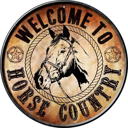 Horse Country Novelty Metal Circular Sign