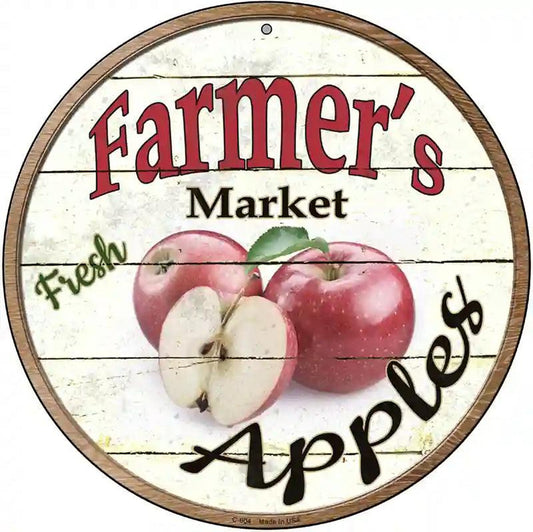 Farmers Market Apples Novelty Metal Circular Sign