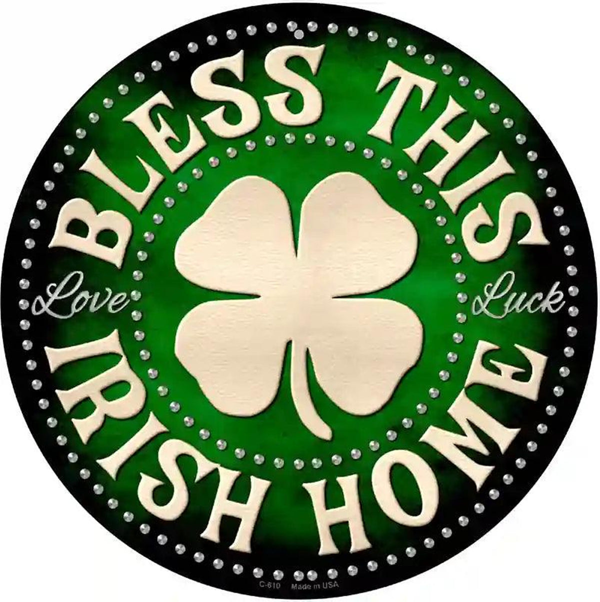 Bless This Irish Home Novelty Metal Circular Sign