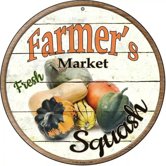 Farmers Market Squash Novelty Metal Circular Sign