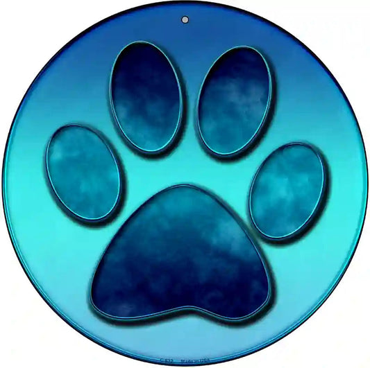 Paw Prints Novelty Metal Circular Sign