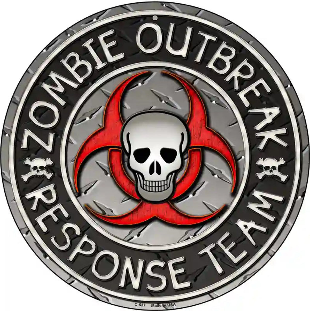 Zombie Outbreak Novelty Metal Circular Sign