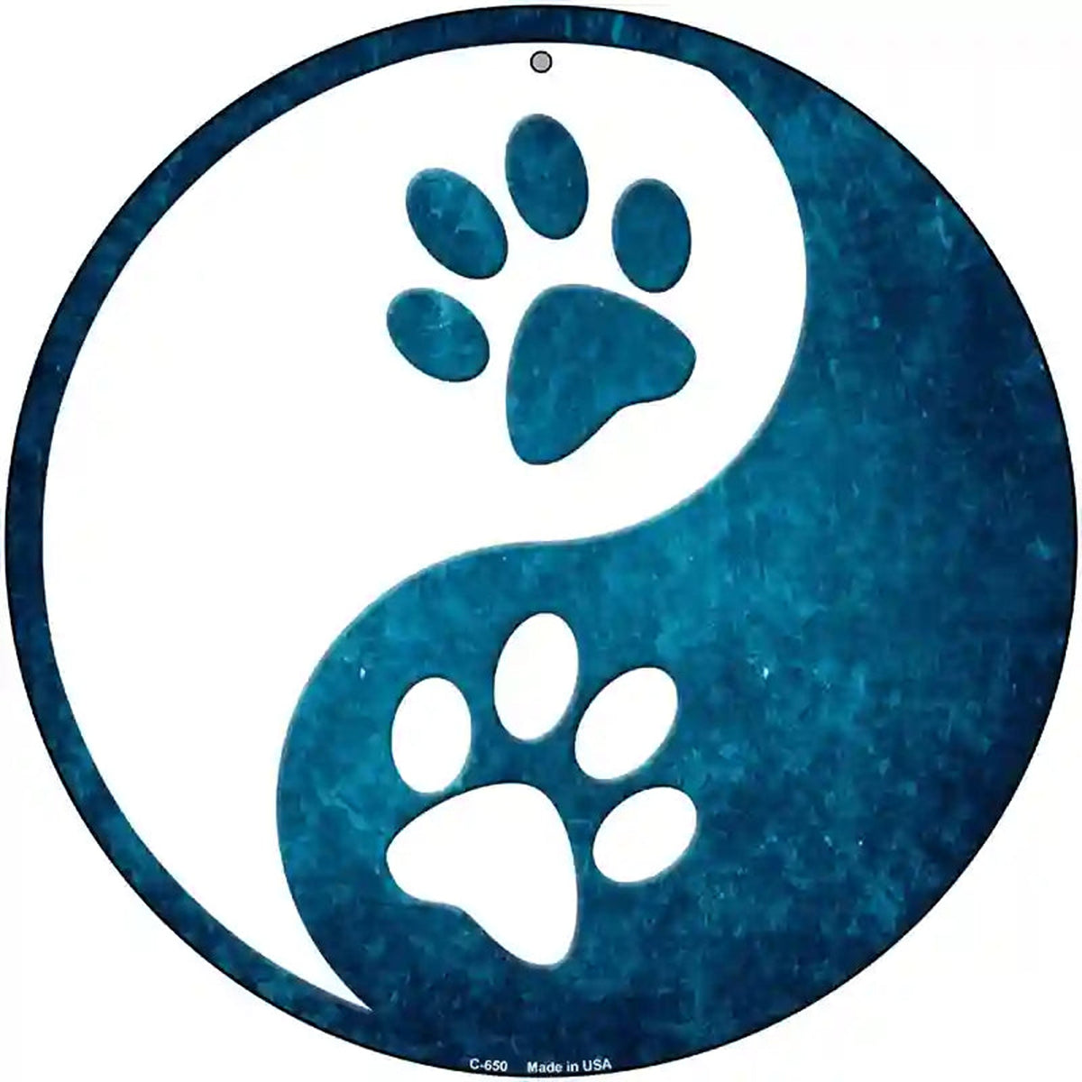 Yin And Yang With Paws Novelty Metal Circular Sign
