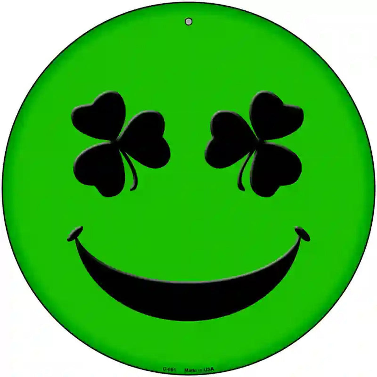 Shamrock Smiling Face Novelty Metal Circular Sign