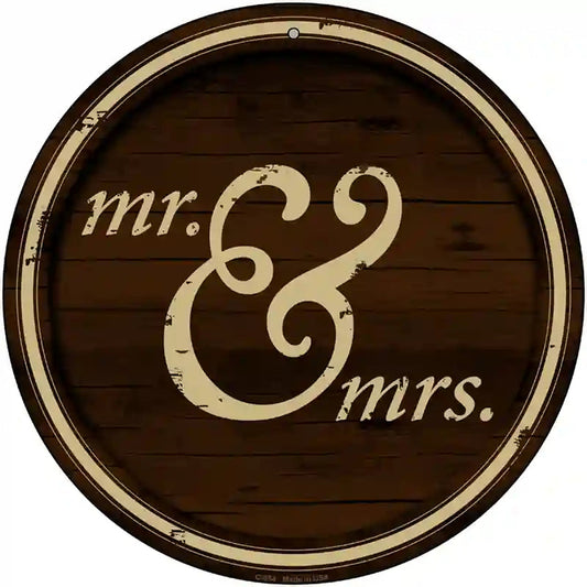 Mr And Mrs Novelty Metal Circular Sign